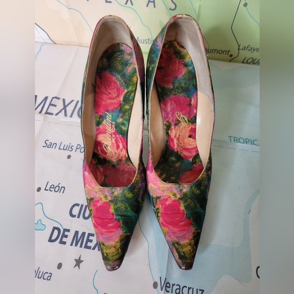Vintage 1950s Heels Shoes Pumps Grandini New York Floral Women's  Size 7N - Picture 3 of 8